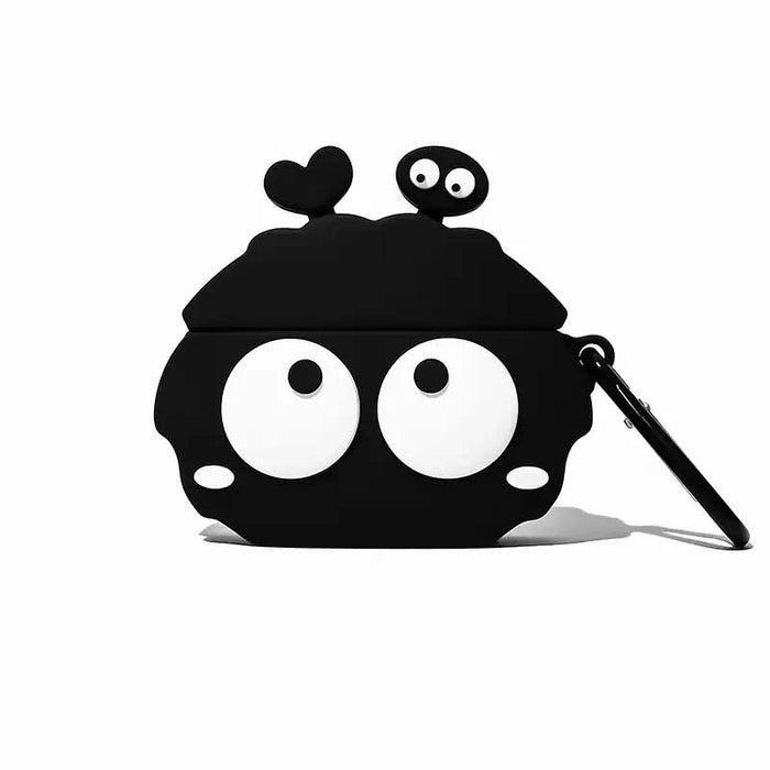 Cute AirPods Pro Case with Perfect Fit: black, white cartoon black creature/character, kawaii cartoon style