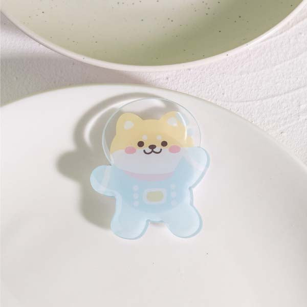 Cute Animal and Food Phone Grips: light blue, green smiling Earth/globe character, cute cartoon style