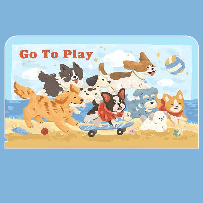 Cute Animal Design Switch Dock Cover: white, blue cartoon animals and playful comic-themed characters, kawaii cartoon comic s