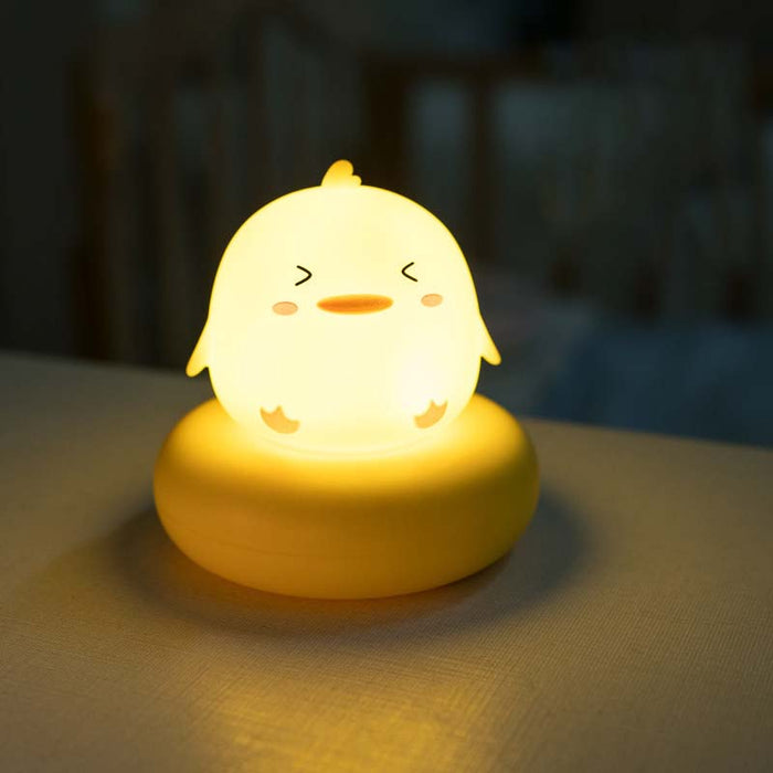 Cute Animal Night Lights with Touch Sensor: white, warm yellow bear character, kawaii cartoon style
