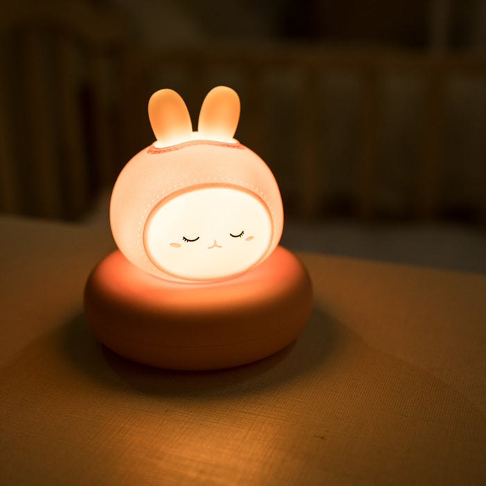 Cute Animal Night Lights with Touch Sensor: white, warm yellow bear character, kawaii cartoon style