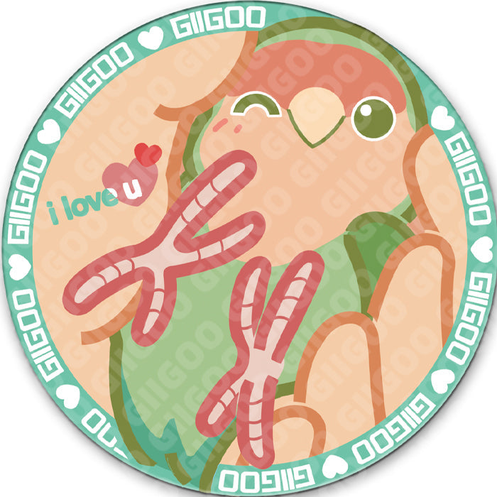 Cute Bird Cockatiel Mouse Pad: pink, yellow-green cartoon pink creature hugging a yellow-green object, cute cartoon/kawaii st