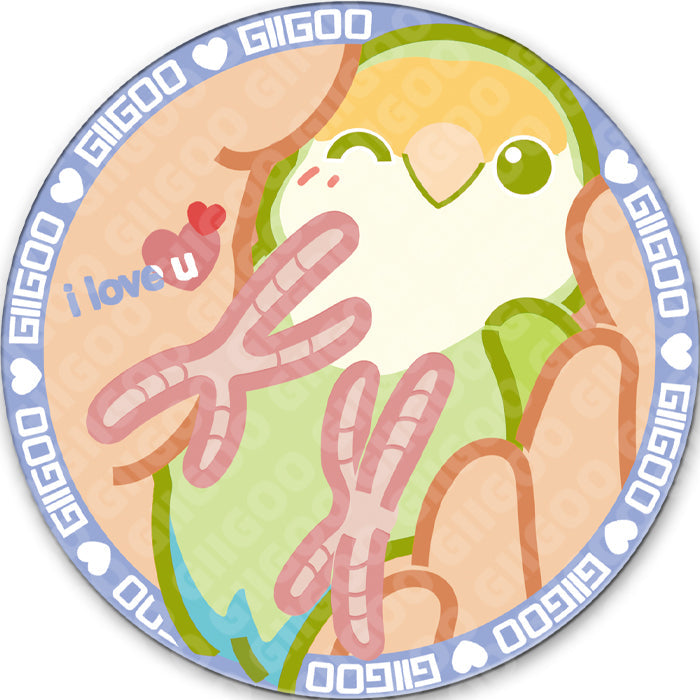 Cute Bird Cockatiel Mouse Pad: pink, yellow-green cartoon pink creature hugging a yellow-green object, cute cartoon/kawaii st