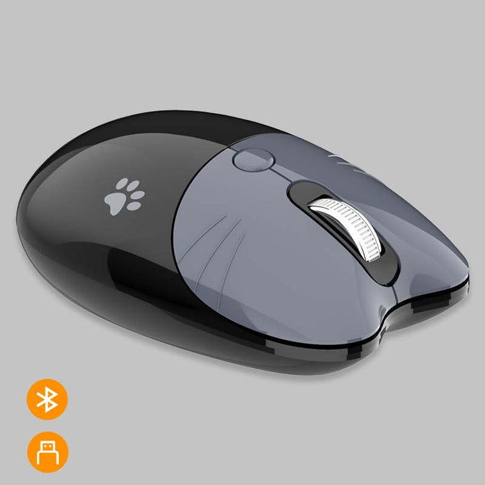 Cute Bluetooth Wireless Mouse in Pastel: pale pink, salmon pink cat theme, cute cartoon style