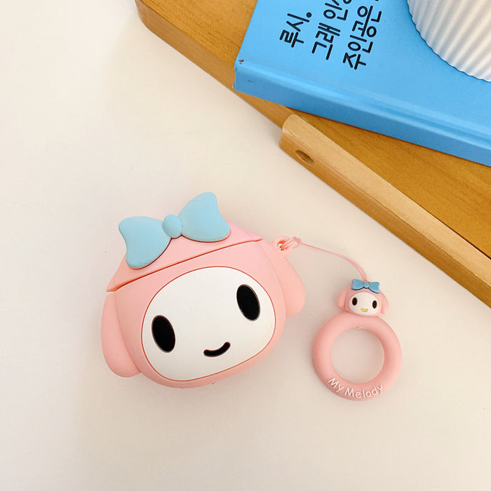 Cute Cartoon Character AirPod Cases: black, white Kuromi-like cartoon character, kawaii cartoon style