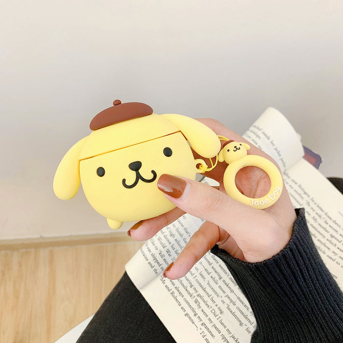 Cute Cartoon Character AirPod Cases: black, white Kuromi-like cartoon character, kawaii cartoon style