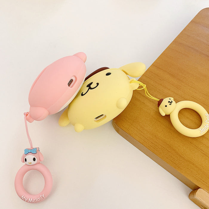 Cute Cartoon Character AirPod Cases: black, white Kuromi-like cartoon character, kawaii cartoon style
