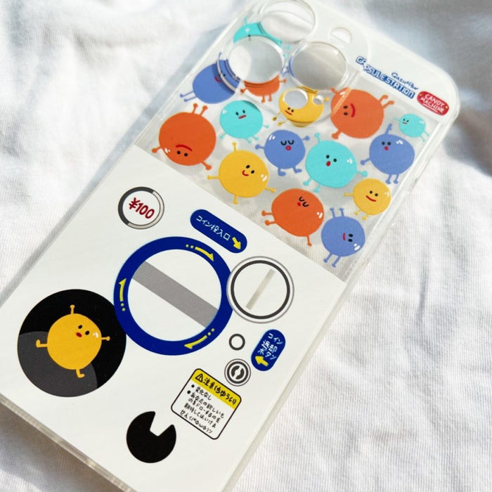Cute Cartoon iPhone Case with Protection: transparent, white cartoon round-faced characters, kawaii cartoon style