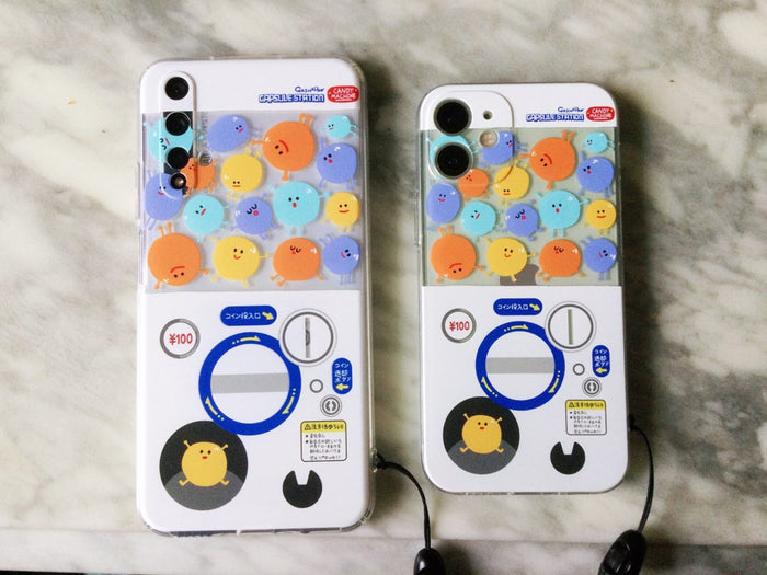 Cute Cartoon iPhone Case with Protection: transparent, white cartoon round-faced characters, kawaii cartoon style