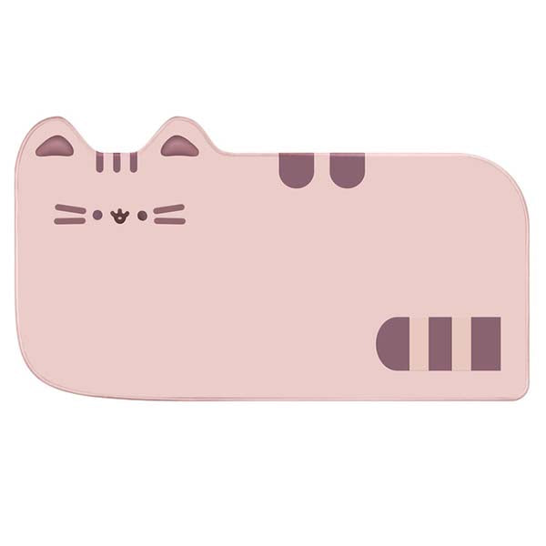 Cute Cat Gaming Mouse Mat Set: pale pink, dark mauve cat, kawaii cartoon style