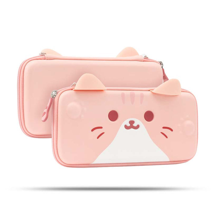 Cute Cat Nintendo Switch Case: cream, beige cartoon cat, kawaii cartoon style