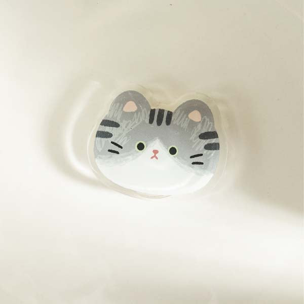 Cute Cat Phone Grip and Stand: white, gray cat, kawaii cartoon style