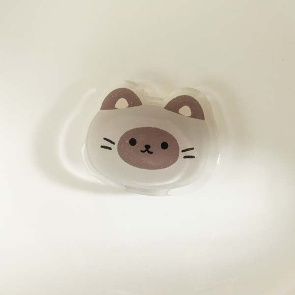 Cute Cat Phone Grip and Stand: white, gray cat, kawaii cartoon style