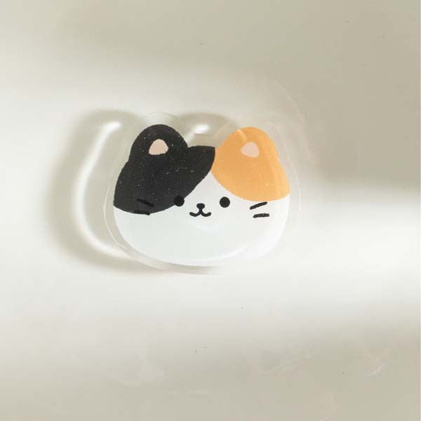 Cute Cat Phone Grip and Stand: white, gray cat, kawaii cartoon style
