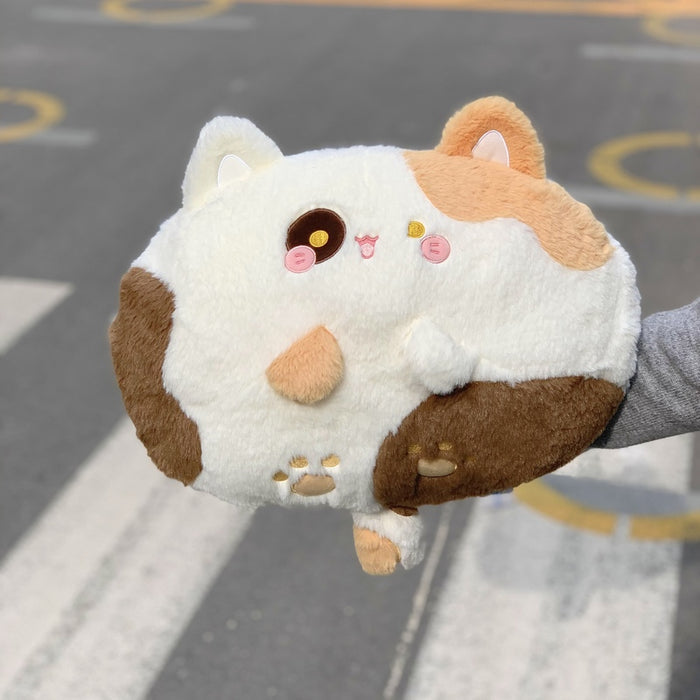 Cute Cat Plush Cushion, Comfortable & Adorable: black, pink black cat character, kawaii cartoon style