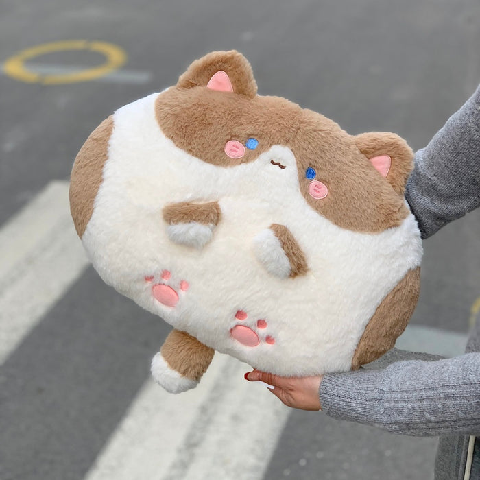 Cute Cat Plush Cushion, Comfortable & Adorable: black, pink black cat character, kawaii cartoon style