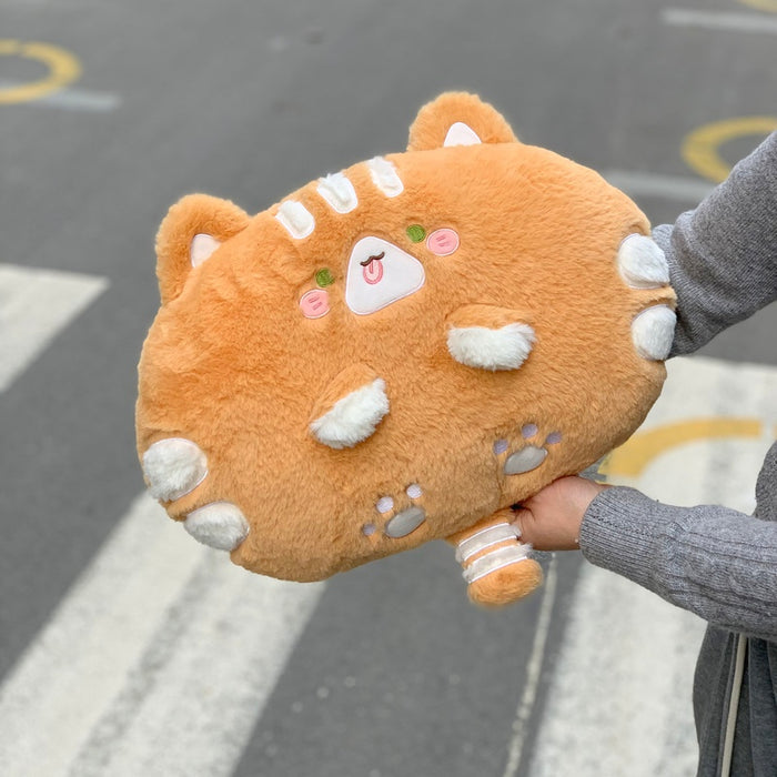 Cute Cat Plush Cushion, Comfortable & Adorable: black, pink black cat character, kawaii cartoon style