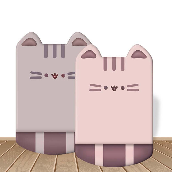 Cute Cat Wrist Support Mousepad: light pink, dark mauve cat, kawaii cartoon style