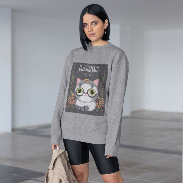 Cute Catlover Sweater: heather gray, dark gray cat, cartoon style