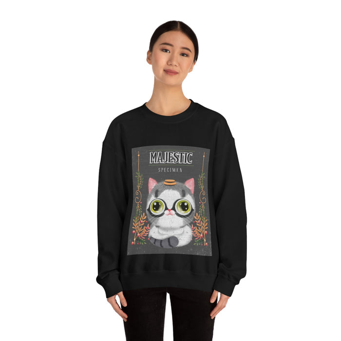 Cute Catlover Sweater: heather gray, dark gray cat, cartoon style
