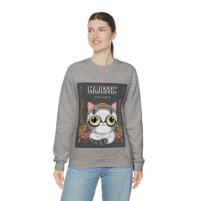 Cute Catlover Sweater: heather gray, dark gray cat, cartoon style