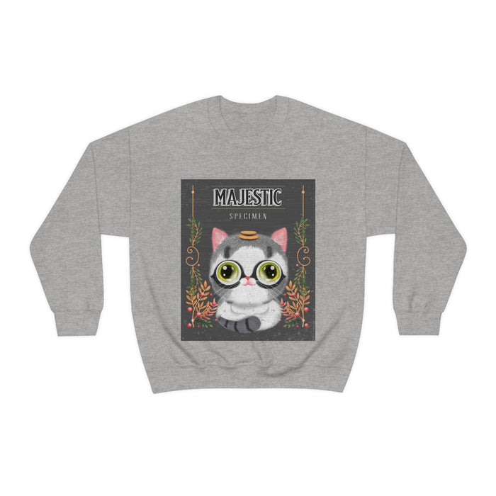 Cute Catlover Sweater: heather gray, dark gray cat, cartoon style