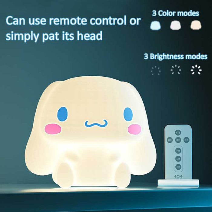 Cute Cinnamoroll LED Night Light: white, pale pink Cinnamoroll character, kawaii cartoon style