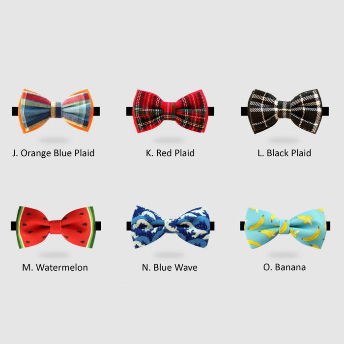 Cute Dog Bow Ties with Velvet Collar: multicolor, black bow ties, colorful patterned style