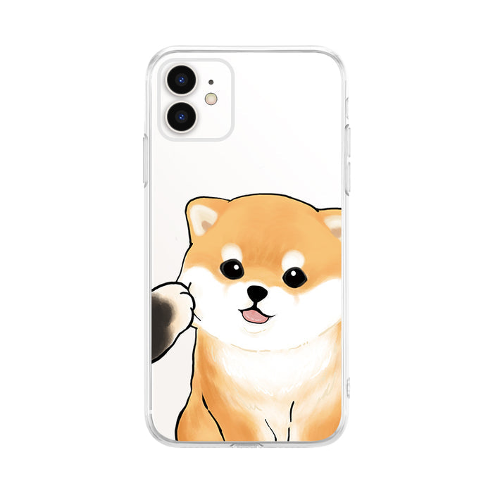 Cute Dog Couple Phone Case with Protection: clear, white cartoon Shiba Inu dog, kawaii cartoon style