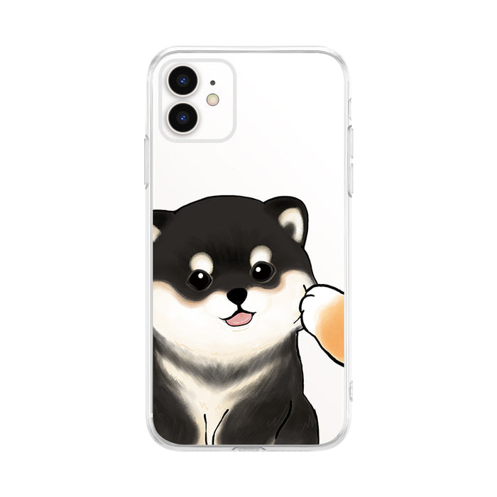 Cute Dog Couple Phone Case with Protection: clear, white cartoon Shiba Inu dog, kawaii cartoon style