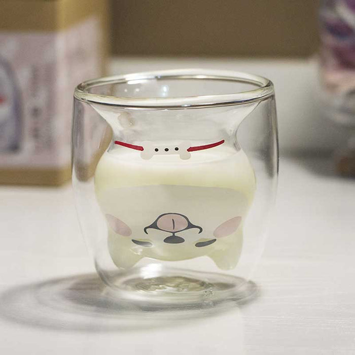 Cute Dog Cup for Animal Lovers: clear, cream cartoon animal character, kawaii cartoon style