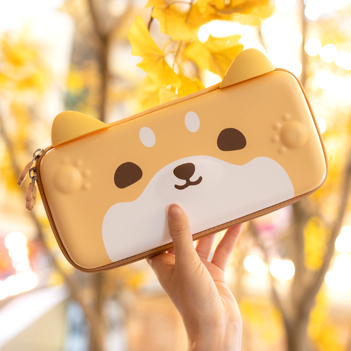 Cute Dog Nintendo Switch Case: yellow, white cartoon dog character, kawaii cartoon style