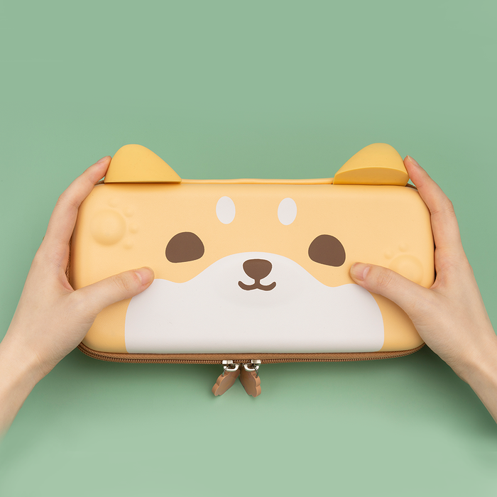 Cute Dog Nintendo Switch Case: yellow, white cartoon dog character, kawaii cartoon style