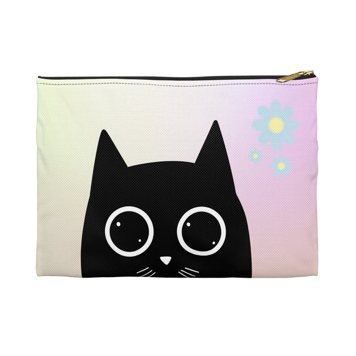 Cute Feline Anime Storage Bag: black, white black cat, cartoon kawaii style