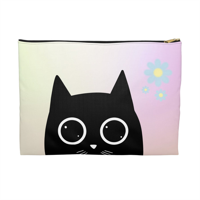 Cute Feline Anime Storage Bag: black, white black cat, cartoon kawaii style