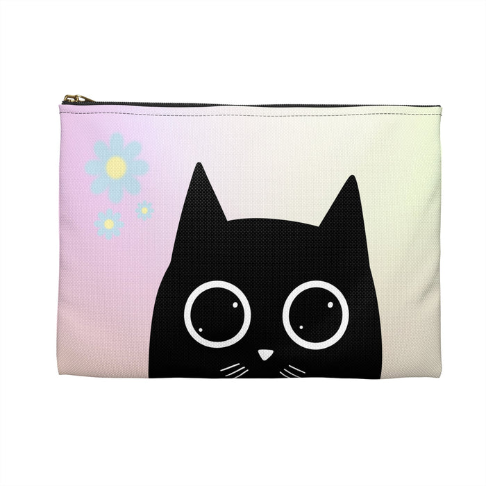 Cute Feline Anime Storage Bag: black, white black cat, cartoon kawaii style