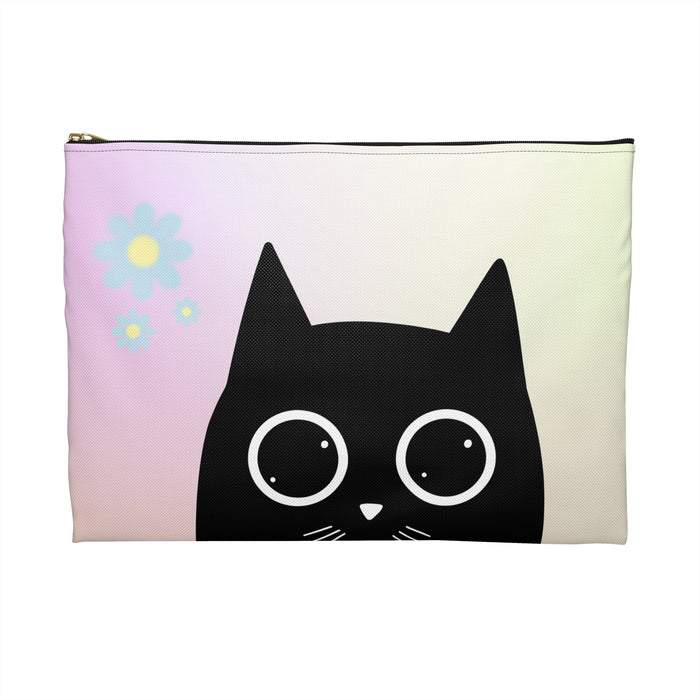Cute Feline Anime Storage Bag: black, white black cat, cartoon kawaii style