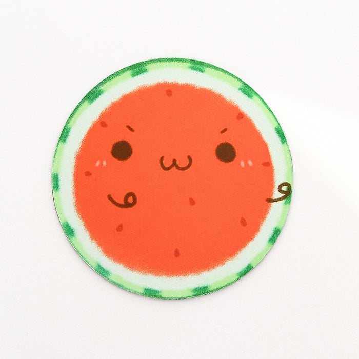 Cute Fruit Mouse Pad for Gamers: red-orange, white cute watermelon slice character, kawaii cartoon style
