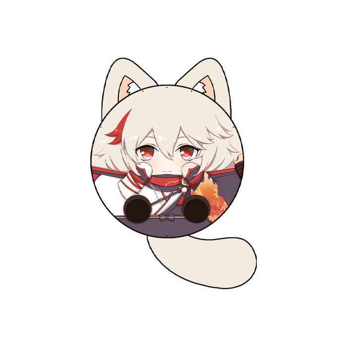 Cute Genshin Impact Plush Keychains: red, white cartoon girl character with bunny ears, kawaii cartoon style
