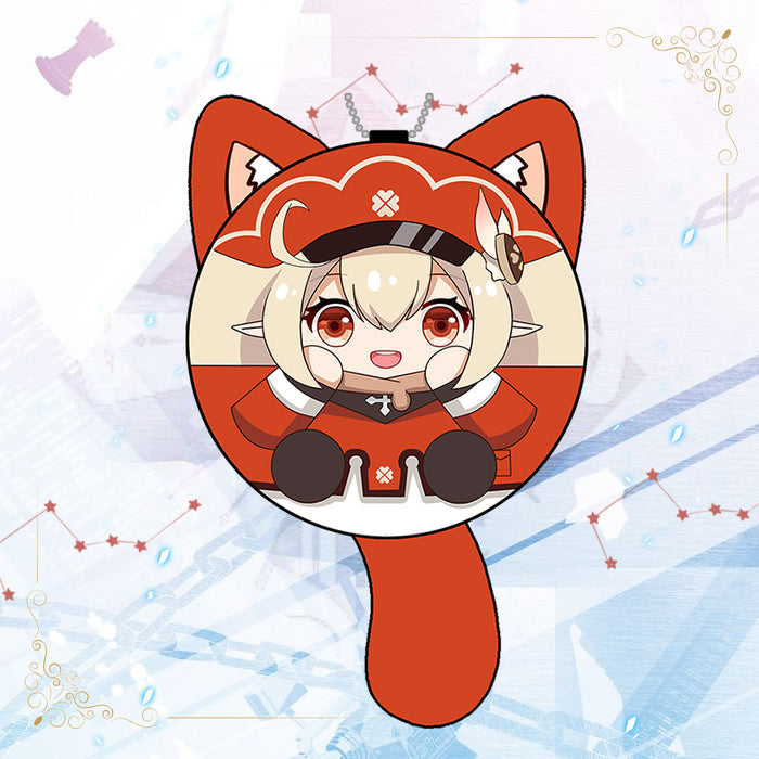 Cute Genshin Impact Plush Keychains: red, white cartoon girl character with bunny ears, kawaii cartoon style