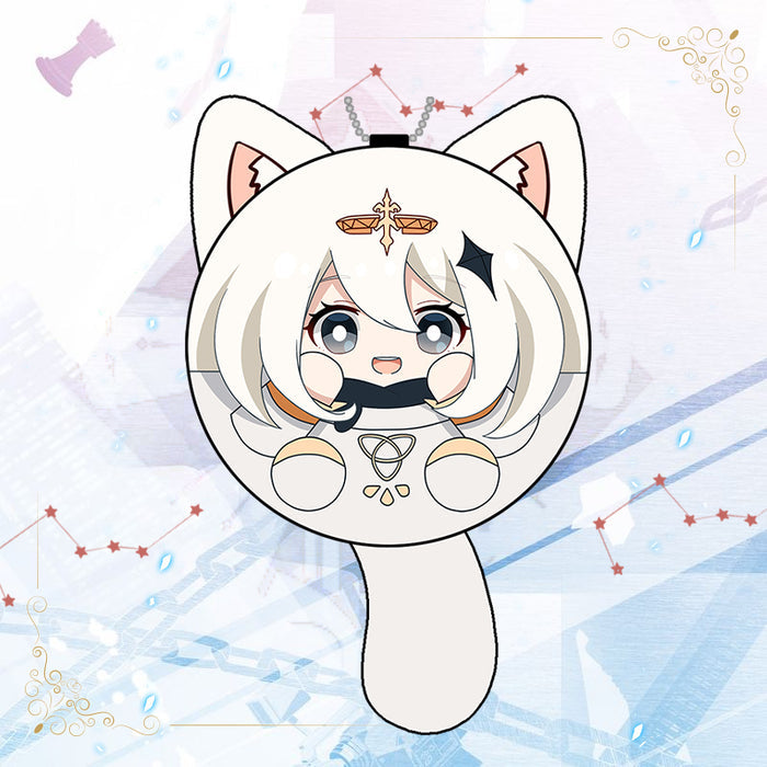Cute Genshin Impact Plush Keychains: red, white cartoon girl character with bunny ears, kawaii cartoon style