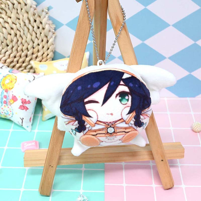 Cute Genshin Impact Plush Keychains: red, white cartoon girl character with bunny ears, kawaii cartoon style