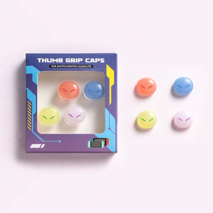 Cute Glittering Slime Joystick Caps: white, black pair of game controller grips/controllers, cute, colorful gaming accessory