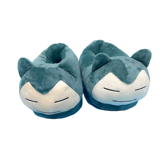 Cute House Slippers with Unmatched Comfort: teal blue, cream Snorlax character, kawaii cartoon style