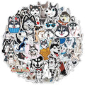 Cute Husky Dog Stickers for Customization: black, white Siberian husky dogs, cartoon, kawaii, mixed realistic illustration st
