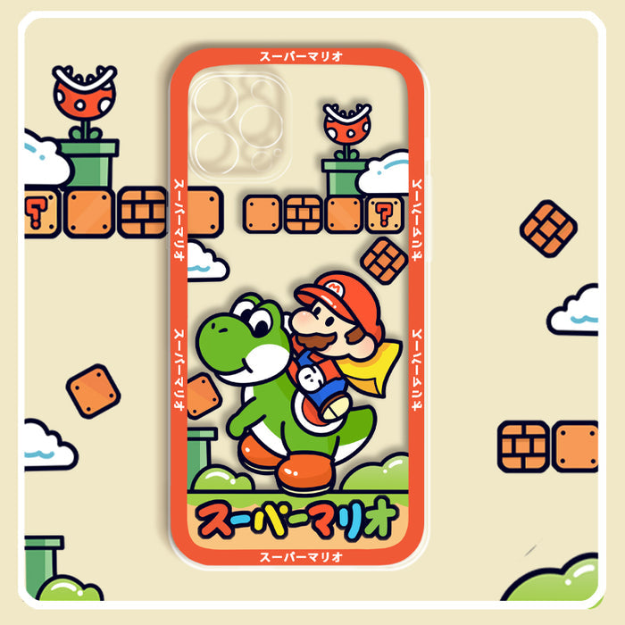 Cute Mario Phone Cases for Protection: cream, red-orange Super Mario characters (Mario and Yoshi), cartoon video game themed
