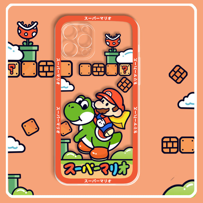 Cute Mario Phone Cases for Protection: cream, red-orange Super Mario characters (Mario and Yoshi), cartoon video game themed