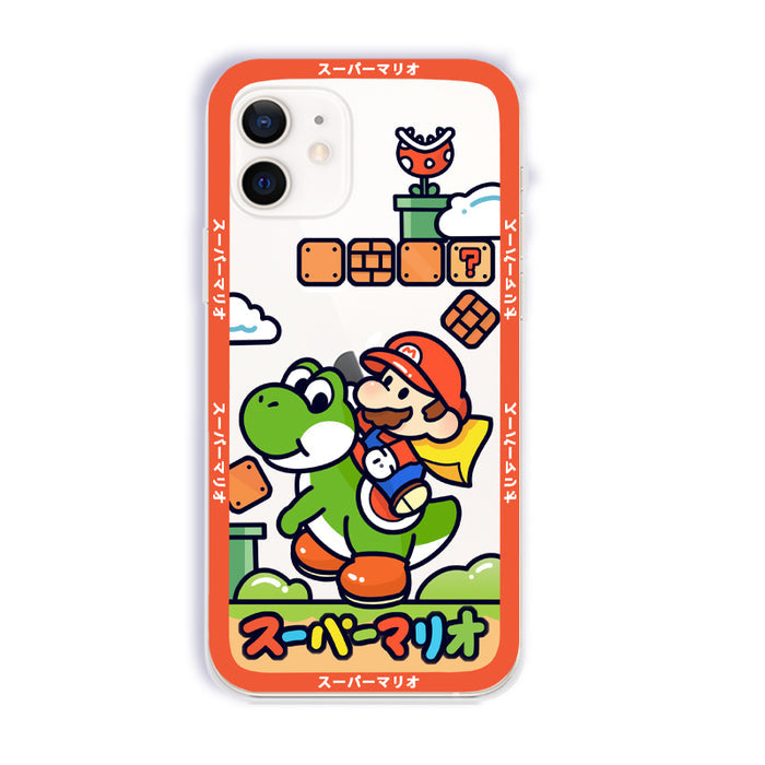 Cute Mario Phone Cases for Protection: cream, red-orange Super Mario characters (Mario and Yoshi), cartoon video game themed