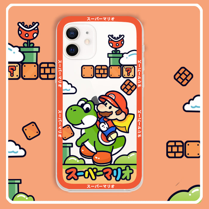 Cute Mario Phone Cases for Protection: cream, red-orange Super Mario characters (Mario and Yoshi), cartoon video game themed