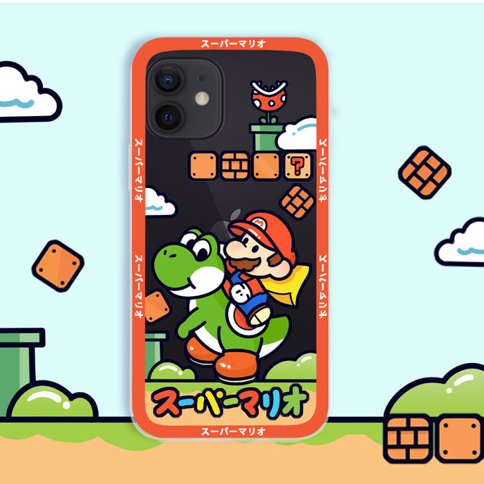 Cute Mario Phone Cases for Protection: cream, red-orange Super Mario characters (Mario and Yoshi), cartoon video game themed